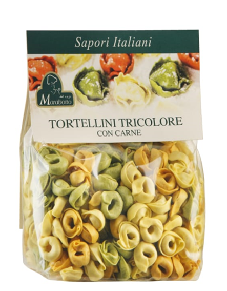 Getrocknete tricolor Tortellini mit Fleischfüllung